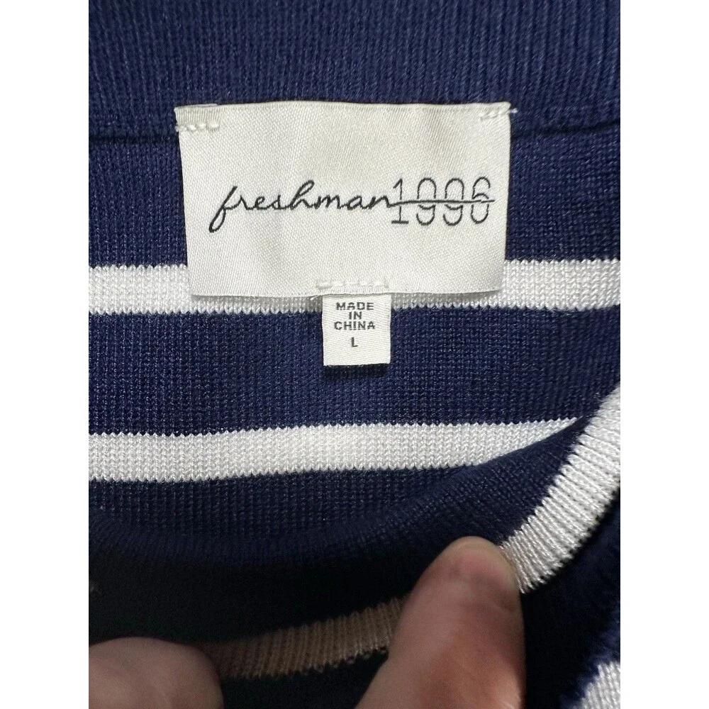 Freshman 1996 Midi Skirt Womens Large Knit Blue White Striped PullOn  33
